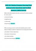 NUR 201 Medical-Surgical Nursing Final exam practice Questions and Verified Answers 100&percnt; Correct