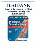 Test Bank for Medical Terminology A Short Course 9th Edition by Davi Ellen Chabner all chapters 1-5 complete ISBN&semi;9780323479912