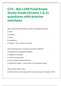 CCC - Bio c180 Final Exam Study Guide &lpar;Exams 1 & 2&rpar; questions with precise solutions 