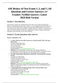 ASE Brakes A5 Test Exams 1&comma; 2&comma; and 3 &vert; All Questions and Correct Answers &vert; A&plus; Graded &vert; Verified Answers &vert; Latest 2025&sol;2026 Version