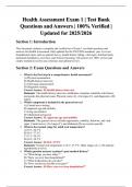 Health Assessment Exam 1 &vert; Test Bank with Verified Questions and Correct Answers &vert; Updated for 2025&sol;2026