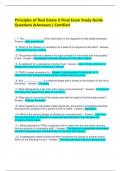 Principles of Real Estate II Final Exam Study Guide Questions &Answers &vert; Certified