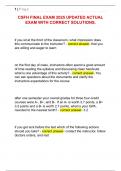 CSFH FINAL EXAM 2025 UPDATED ACTUAL  EXAM WITH CORRECT SOLUTIONS&period; 