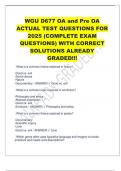 WGU D677 OA and Pre OA ACTUAL TEST QUESTIONS FOR 2025 &lpar;COMPLETE EXAM QUESTIONS&rpar; WITH CORRECT SOLUTIONS ALREADY GRADED&excl;&excl;&excl;