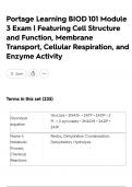 Portage Learning BIOD 101 Module 3 Exam &vert; Featuring Cell Structure and Function&comma; Membrane Transport&comma; Cellular Respiration&comma; and Enzyme Activity