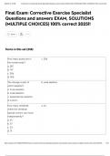Final Exam&colon; Corrective Exercise Specialist Questions and answers EXAM&comma; SOLUTIONS &lpar;MULTIPLE CHOICES&rpar; 100&percnt; correct 2025&excl;&excl;
