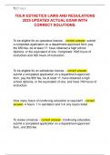 TDLR ESTHETICS LAWS AND REGULATIONS  2025 UPDATED ACTUAL EXAM WITH  CORRECT SOLUTIONS&period; 