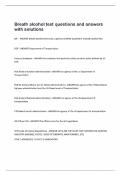 Breath alcohol test questions and answers with solutions