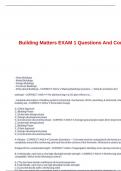 Building Matters EXAM 1 Questions And Correct Answers