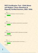 DCF Certification Test - Child Abuse and Neglect &sol; Exam Questions & Expertly Verified Answers&comma; 2025 