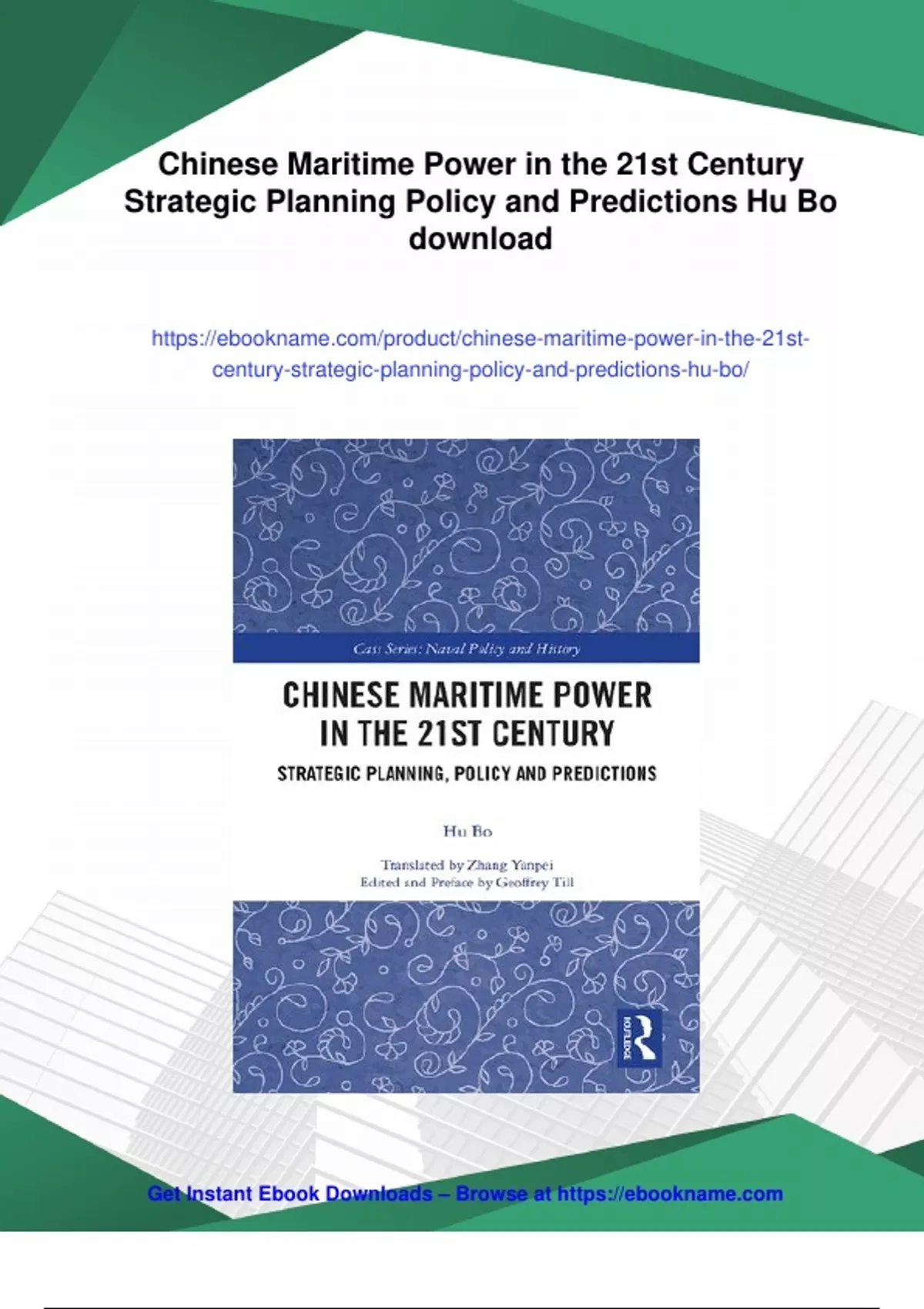 Summary Chinese Maritime Power in the 21st Century Strategic Planning ...