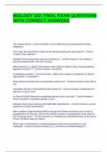 BIOLOGY 102 FINAL EXAM QUESTIONS WITH CORRECT ANSWERS