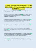 A and B Recommendations by the USPSTF  UPDATED ACTUAL Exam Questions and  CORRECT Answers 