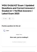 WGU D426&sol;427 Exam &vert; Updated Questions and Correct Answers &vert; Graded A&plus; &vert; Verified Answers &vert; Latest Exam 2025