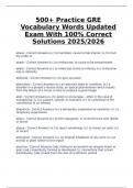 GRE Vocabulary Practice &ndash; 500&plus; Words with 100&percnt; Correct Solutions &lpar;2025&sol;2026&rpar;&comma; updated exam-level prep material