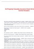 NJ Property&sol; Casualty Insurance Exam Set Questions And Correct Answers