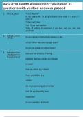 NRS 2014 Health Assessment&colon; Validation &num;1 questions with verified answers passed