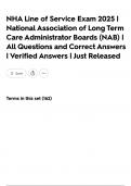 NHA Line of Service Exam 2025 &vert; National Association of Long Term Care Administrator Boards &lpar;NAB&rpar; &vert; All Questions and Correct Answers &vert; Verified Answers &vert; Just Released