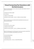 Cloud Computing Test Questions with Verified Answers