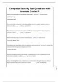 Computer Security Test Questions with Answers Graded A