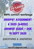 HRIOP87 Assignment 4 2025 &lpar;641120&rpar; Answer Guide - DUE 19 SEPT 2025