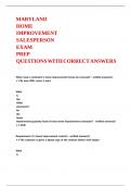 MARYLAND HOME IMPROVEMENT SALESPERSON EXAM PREP QUESTIONS WITH CORRECT