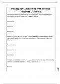 Infancy Test Questions with Verified Answers Graded A