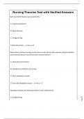 Nursing Theories Test with Verified Answers