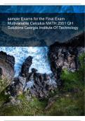 Sample Exams for the Final Exam Multivariable Calculus MATH 2551 QH Solutions &vert;VESRION A-F Georgia Institute Of Technology