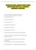 NURS 203 FINAL EXAM STUDY GUIDE  QUESTIONS WITH ALL CORRECT  ANSWERS VERIFIED