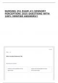 NURSING 251 EXAM &num;3 &lpar;SENSORY PERCEPTION&rpar; 2025 QUESTIONS WITH 100&percnt; VERIFIED ANSWERS&excl;&excl;