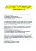  Med Surg HESI Practice Questions With Correct Questions And Answers Graded A&plus; Latest Updated 2025