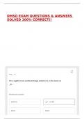 DMSO EXAM QUESTIONS & ANSWERS SOLVED 100&percnt; CORRECT&excl;&excl;