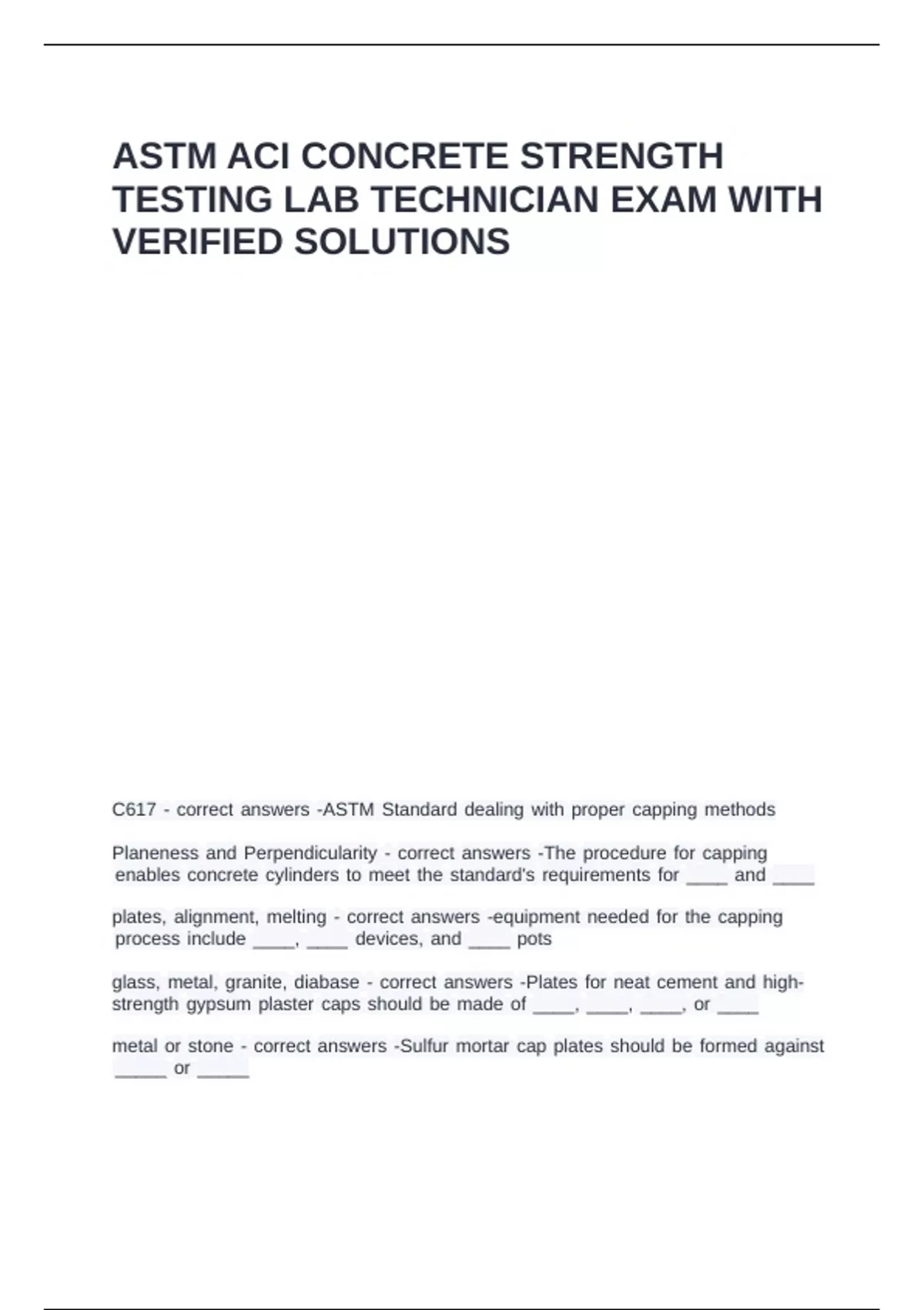 ASTM ACI CONCRETE STRENGTH TESTING LAB TECHNICIAN EXAM - ACI Concrete ...