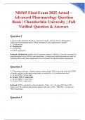 NR565 Final Exam 2025 Actual &ndash; Advanced Pharmacology Question Bank &vert; Chamberlain University &vert; Full Verified Question & Answers