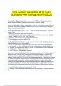  Peer Support Specialists CPS Exam Questions With Correct Answers 2025