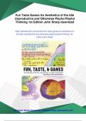 Fun Taste Games An Aesthetics of the Idle Unproductive and Otherwise Playful Playful Thinking 1st Edition John Sharp - PDF Download