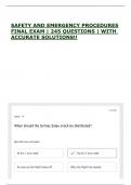 SAFETY AND EMERGENCY PROCEDURES FINAL EXAM &vert; 245 QUESTIONS &vert; WITH ACCURATE SOLUTIONS&excl;&excl;