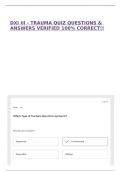 DXI III - TRAUMA QUIZ QUESTIONS & ANSWERS VERIFIED 100&percnt; CORRECT&excl;&excl;