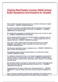 Virginia Real Estate License &lpar;2025&rpar; Actual Exam Questions and Answers A&plus; Graded&period;