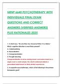 NRNP 6640 PSYCHOTHERAPY WITH  INDIVIDUALS FINAL EXAM QUESTIONS AND CORRECT  ANSWERS &lpar;VERIFIED ANSWERS&rpar;  PLUS RATIONALES 2025