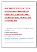 NRNP 6640 PSYCHOTHERAPY WITH INDIVIDUALS MIDTERM PRACTICE EXAM 2 QUESTIONS AND CORRECT ANSWERS &lpar;VERIFIED ANSWERS&rpar; PLUS RATIONALES 2025
