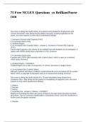 75 Free NCLEX Questions co BrilliantNurs&period; com questions with 100&percnt;complete solutions