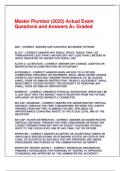 Master Plumber &lpar;2025&rpar; Actual Exam Questions and Answers A&plus; Graded&period;