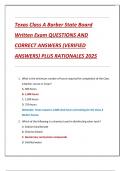 Texas Class A Barber State Board  Written Exam QUESTIONS AND  CORRECT ANSWERS &lpar;VERIFIED  ANSWERS&rpar; PLUS RATIONALES 2025