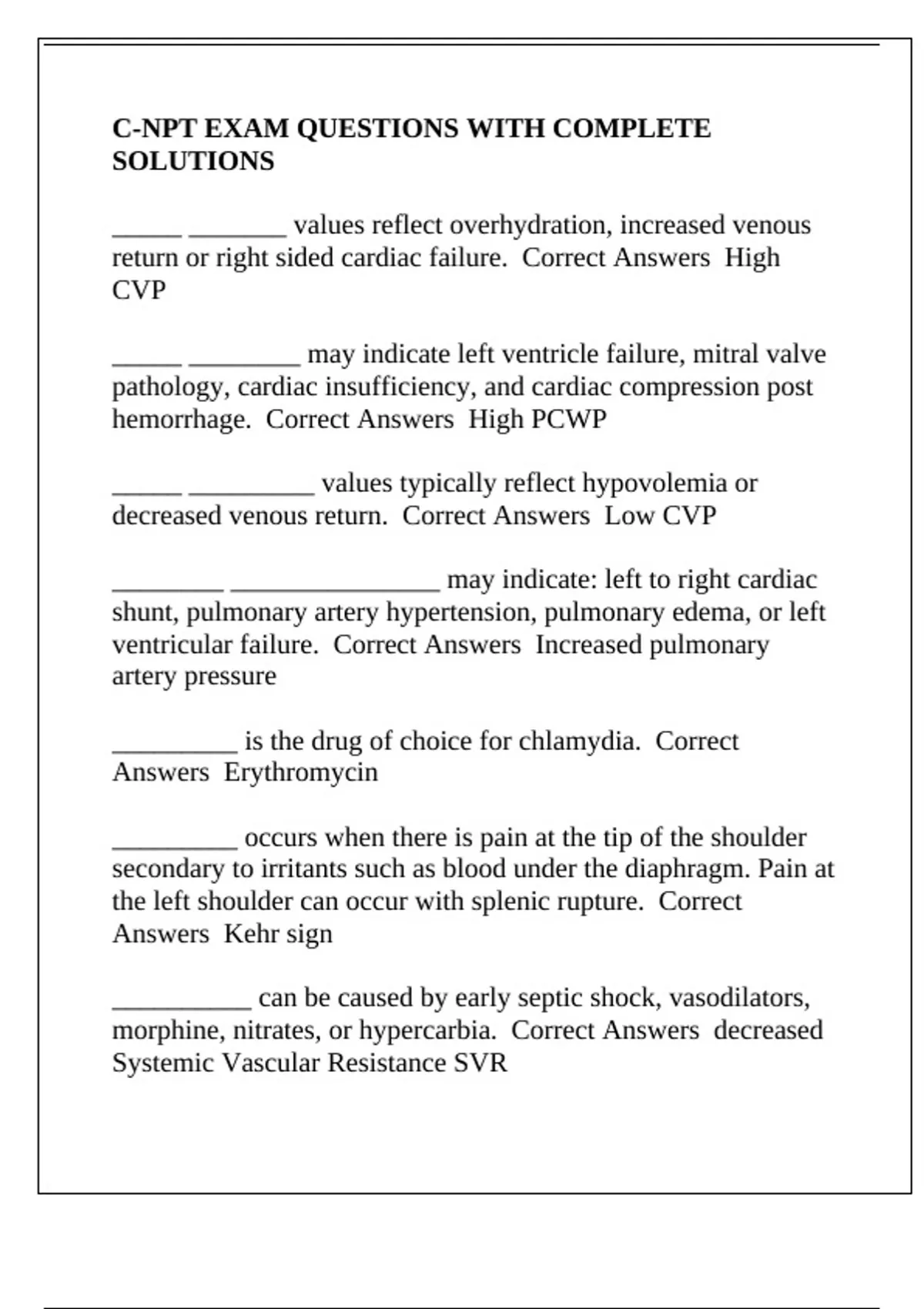CNPT EXAM QUESTIONS WITH COMPLETE SOLUTIONS CNPT Stuvia US