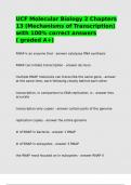 UCF Molecular Biology 2 Chapters 13 &lpar;Mechanisms of Transcription&rpar; with 100- correct answers 