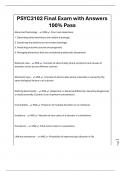 PSYC3102 Final Exam with Answers 100&percnt; Pass