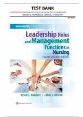 TEST BANK for Leadership Roles and Management Functions in Nursing&colon; Theory and Application&comma; 9th Edition by Bessie L&period; Marquis and Carol J&period; Huston &vert;all chapters&vert;