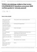 TCDHA microbiology midterm-final review COMPREHENSIVE questions answered&comma; 2025 verified graded A&plus; already passed&excl;